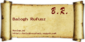 Balogh Rufusz névjegykártya